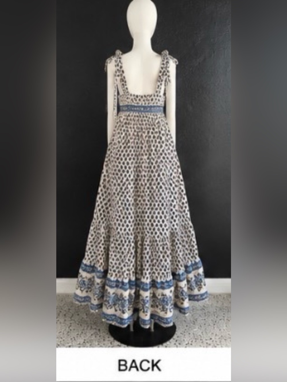 SZ L Forever 21 Cream Maxi Dress with Navy Print